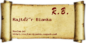 Rajtár Bianka névjegykártya